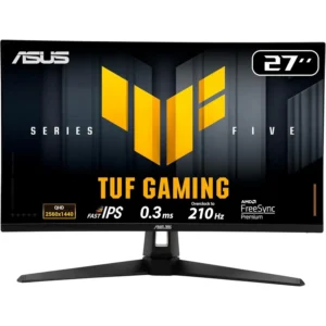 Asus Tuf Gaming VG27AQ5A Gaming Monitor: 27-inch, QHD(2560x1440), 210Hz(OC), Fast IPS, ELMB SYNC, 0.3ms GTG (min.), Stereo Speaker, DisplayWidget Center, Gaming AI - Black
