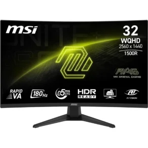 MSI MAG 321CQF E18 31.5" 180 Hz Rapid VA QHD (2560 x 1440) Curved Gaming Monitor - 180Hz, 0.50ms, Adaptive Sync VESA Mountable
