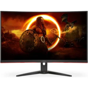 AOC C32G2ZE2 Curved Gaming Monitor, 31.5" FHD VA Display, 250Hz Refresh Rate, 0.5ms Response Time, 1500R Curvature, AMD FreeSync Premium Technology, 16.7m Display Colors, Black