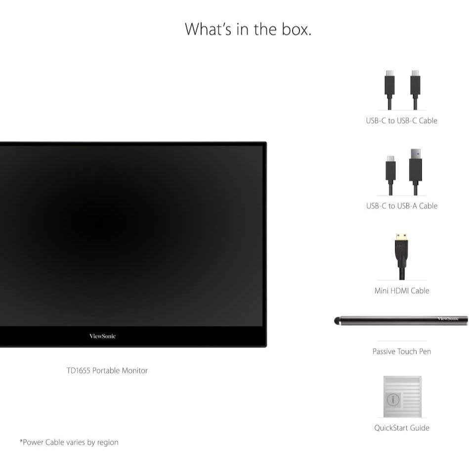 ViewSonic TD1655 15.6 Inch 1080p Portable Monitor with IPS Touchscreen, 2 Way Powered 60W USB C, Eye Care, Dual Speakers, Built-in Stand with Magnetic Cover - Image 2