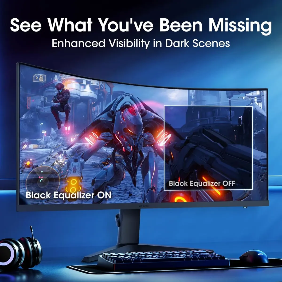 Koorui 34E6UC 34-inch Curved Ultrawide WQHD 3440×1440 Gaming Monitor, 180Hz 1000R- PIP/PBP, 1ms(MPRT), HDR400, DCI-P3 95%, FreeSync Premium, 1 x DP 1.4 & 2 x HDMI 2.0, Tilt Height Swivel Adjustment - Image 5