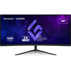 ViewSonic VX3418C-2K 34 Inch 21:9 Curved 1440p 1ms 180Hz VA Gaming Monitor with FreeSync Premium, Eye Care, HDMI and Display Port