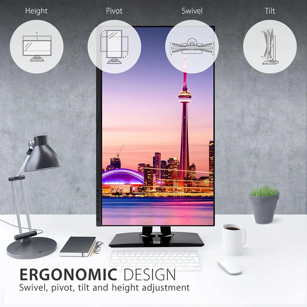 ViewSonic VP2756-2K 27 Inch IPS 1440p Ergonomic Monitor with Ultra-Thin Bezels, Color Accuracy, Pantone Validated, 60W USB C - Image 2