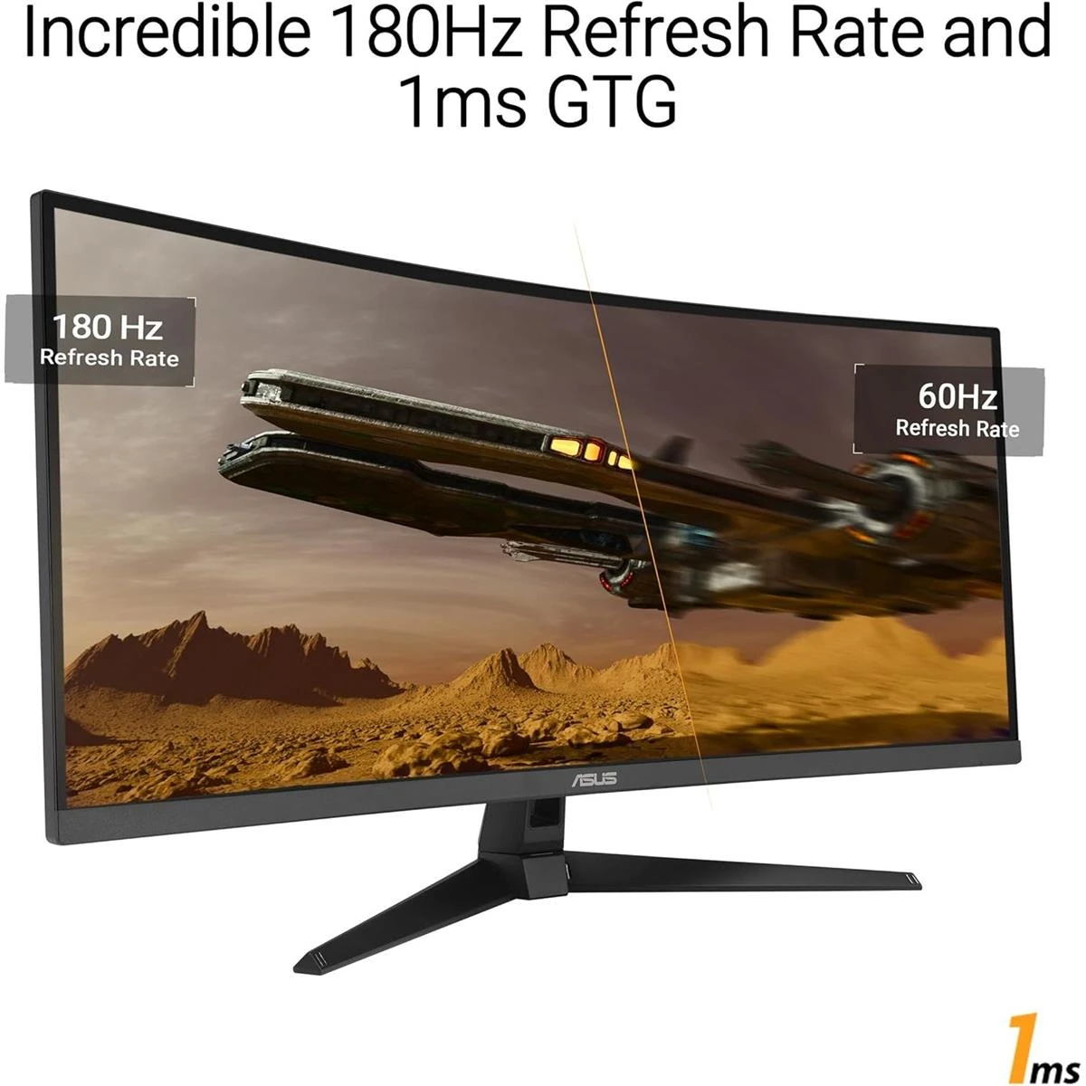 Asus Tuf Gaming VG34VQ3B 34” Ultra-Wide Curved Monitor – 21:9 QHD (3440x1440), 180Hz, 1ms, VA Panel, Extreme Low Motion Blur Sync, FreeSync Premium, Speaker, 90% DCI-P3, DisplayWidget Center - Image 3