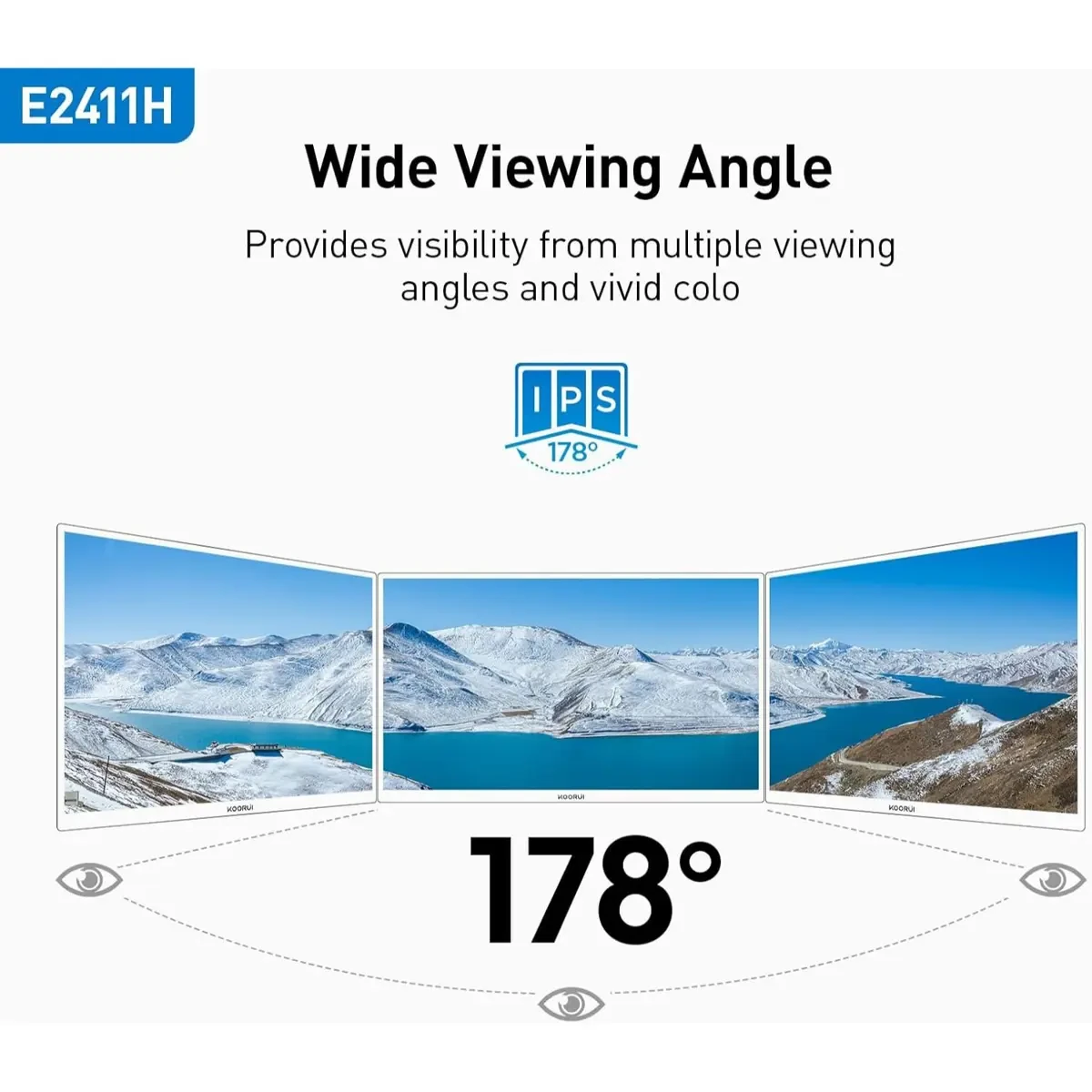 Koorui E2411H 24-inch 120Hz Gaming Monitor IPS FHD (1920 x 1080P) sRGB 99% Support Freesync Computer Monitors VESA Mount HDMI & VGA Ports - Image 2