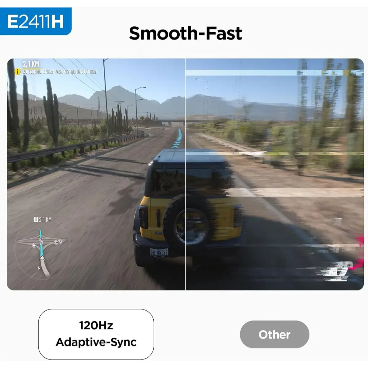 Koorui E2411H 24-inch 120Hz Gaming Monitor IPS FHD (1920 x 1080P) sRGB 99% Support Freesync Computer Monitors VESA Mount HDMI & VGA Ports - Image 3