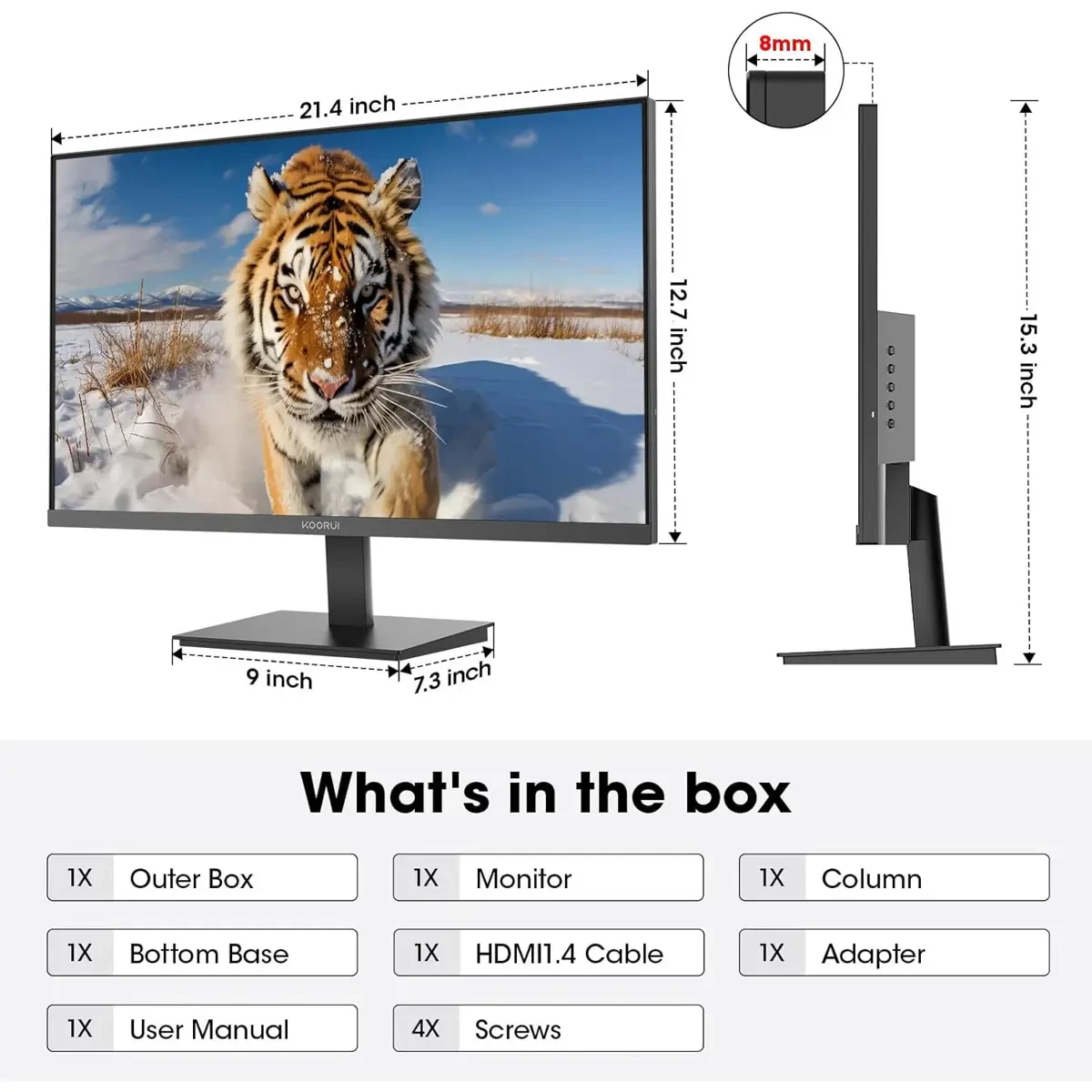 Koorui E2411H 24-inch 120Hz Gaming Monitor IPS FHD (1920 x 1080P) sRGB 99% Support Freesync Computer Monitors VESA Mount HDMI & VGA Ports - Image 7