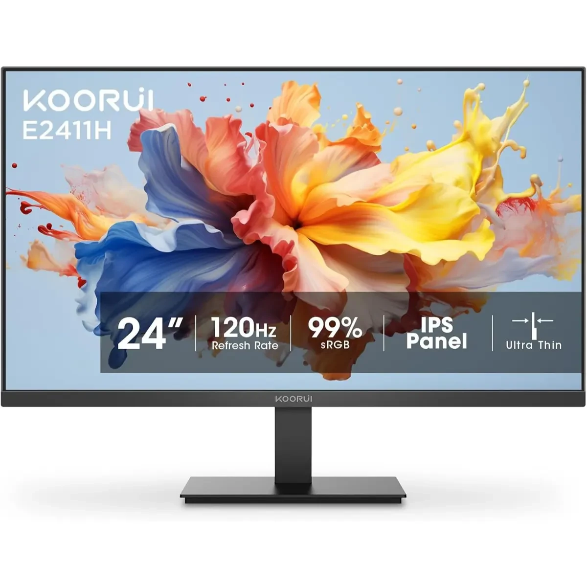 Koorui E2411H 24-inch 120Hz Gaming Monitor IPS FHD (1920 x 1080P) sRGB 99% Support Freesync Computer Monitors VESA Mount HDMI & VGA Ports