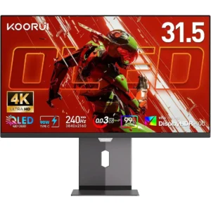 Koorui S3241XO 32 Inch OLED Gaming Monitor, 4K UHD 240Hz 0.03ms Computer Monitors, AdaptiveSync, Tilt/Pivot/Swivel/Height Adjustable, 99% DCI-P3, HDR True Black 400, DisplayPort&HDMI, Type-C, VESA