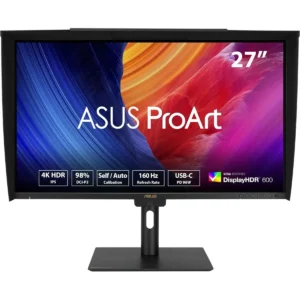 Asus ProArt Display PA27UCGE Professional Monitor – 27", 4K UHD, IPS, 600 nits, 98% DCI-P3, Delta E<1 Colour Accuracy, 160Hz, Auto Calibration, HDR-10, HLG, Auto KVM, LuxPixel AGLR, Light Sync