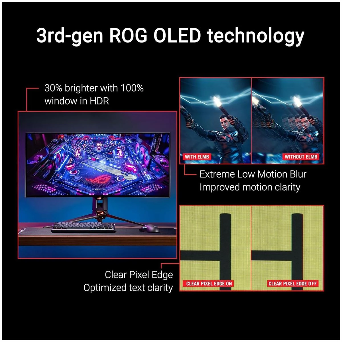 Asus Rog Swift OLED PG34WCDM 34" Ultrawide 800R Curved Gaming Monitor – 21:9 (3440 x 1440), 240Hz, 0.03ms, G-SYNC Compatible, Custom Heatsink, Uniform Brightness, Smart KVM, USB-C 90W PD, 1300nits - Image 3