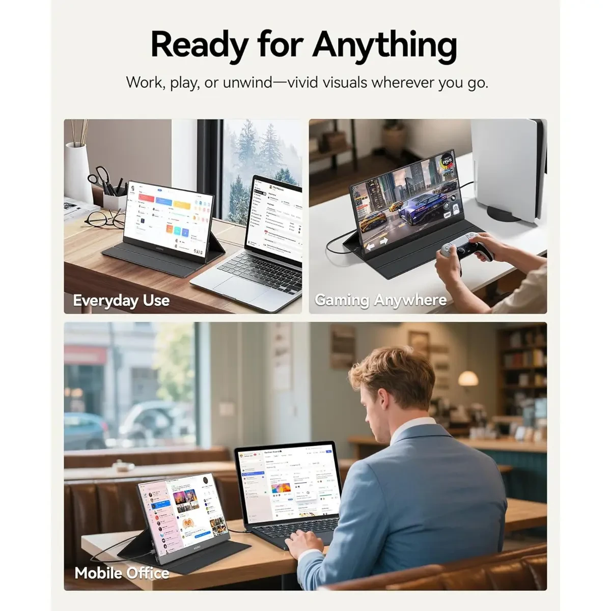 Koorui E1511A 60Hz 15.6 Inch Portable Laptop Monitor - 1080P FHD IPS Second Screen With USB-C HDMI, Protective Cover & Dual Speakers for PC, Phone, Xbox, PS4/5, Switch - Image 7