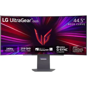 LG 45GS95QE UltraGear OLED Curved Gaming Monitor 45-Inch WQHD 800R 240Hz 0.03ms DisplayHDR True Black 400 AMD FreeSync Premium Pro NVIDIA G-Sync HDMI 2.1 DisplayPort Tilt/Height/Swivel Stand