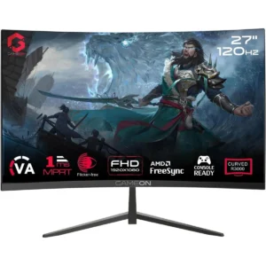 GameOn GOC27F120VA Pro Series Curved Gaming Monitor 27 inch, 1920x1080p FHD VA Panel, 120Hz, 1ms, HDMI 2.1, Freesync, Crosshair assistant, Built-in Speakers, Supports PS5, VRR