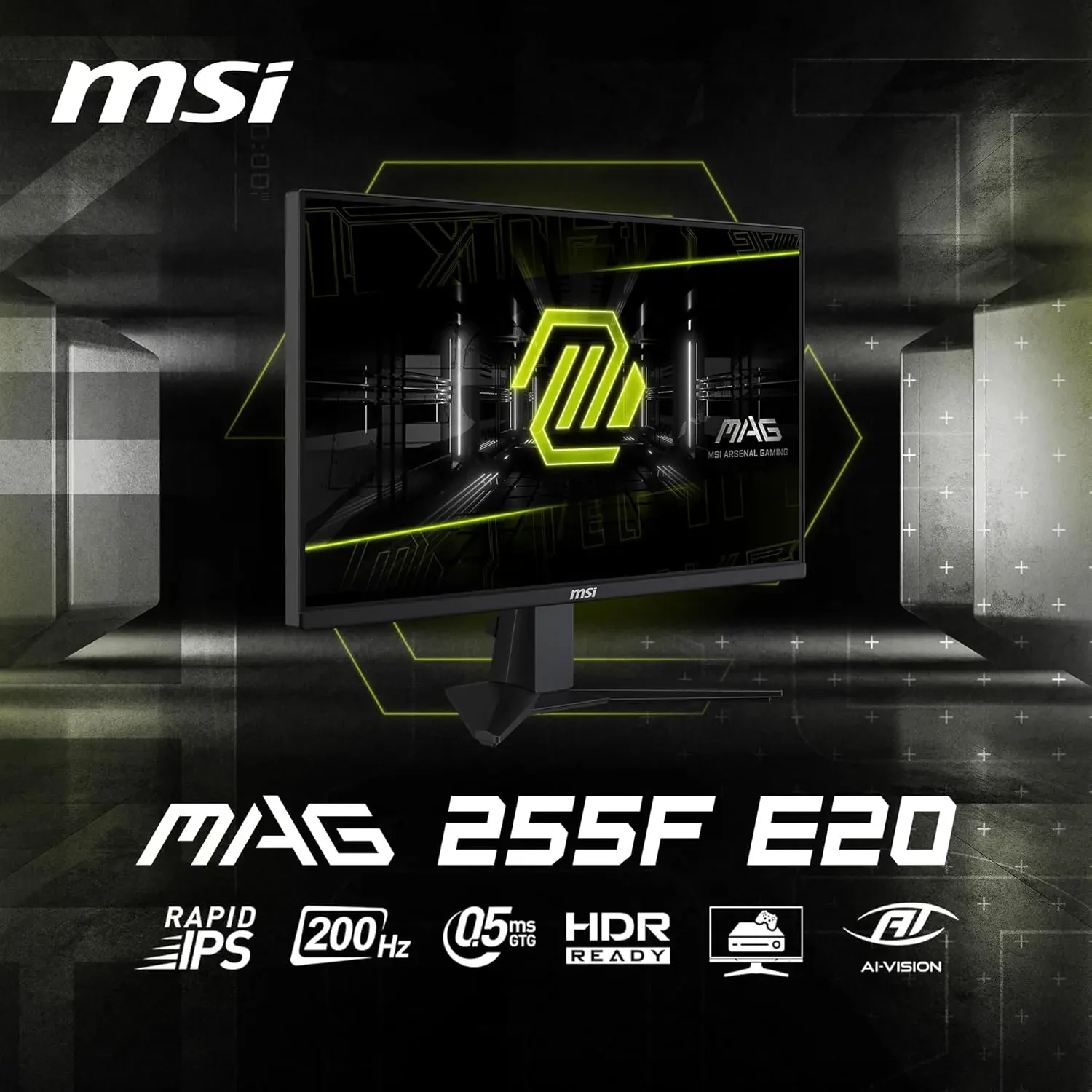 MSI MAG 255F E20 25-inch 1920 x 1080 (FHD) Gaming Monitor, 200Hz, IPS Panel, Adaptive-Sync, HDMI, DisplayPort, VESA Mountable, Tilt, 0.5ms, Black - Image 2