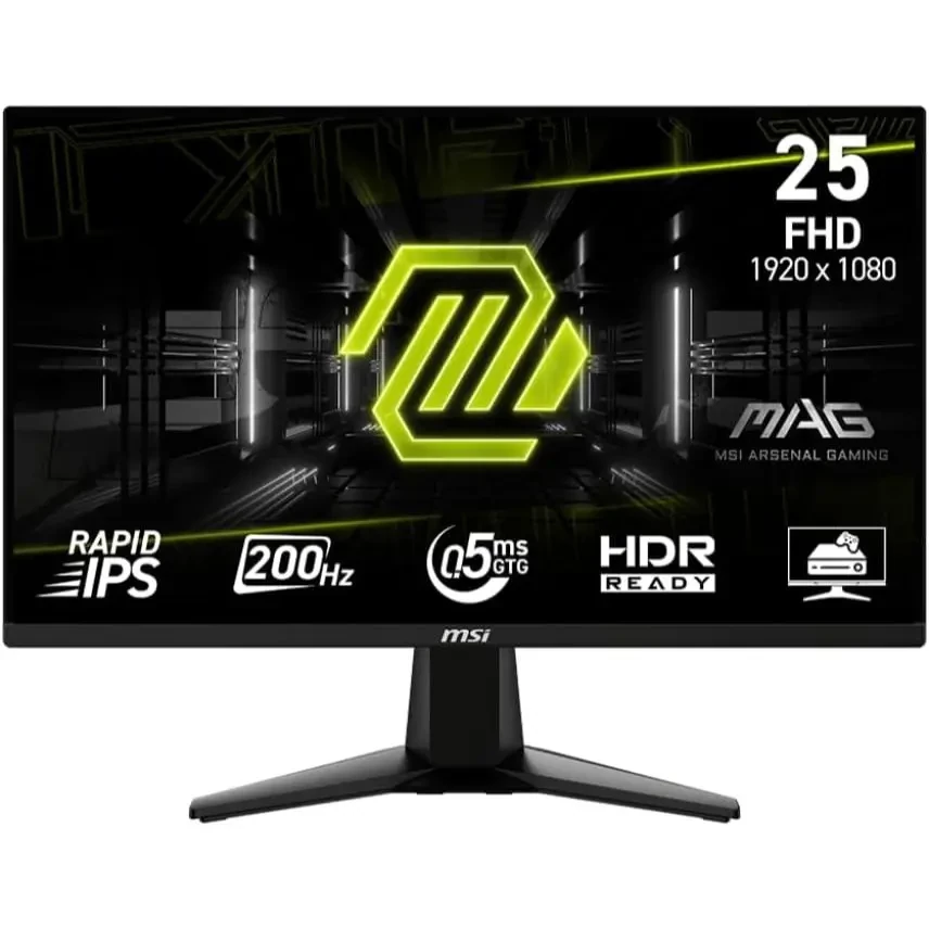 MSI MAG 255F E20 25-inch 1920 x 1080 (FHD) Gaming Monitor, 200Hz, IPS Panel, Adaptive-Sync, HDMI, DisplayPort, VESA Mountable, Tilt, 0.5ms, Black