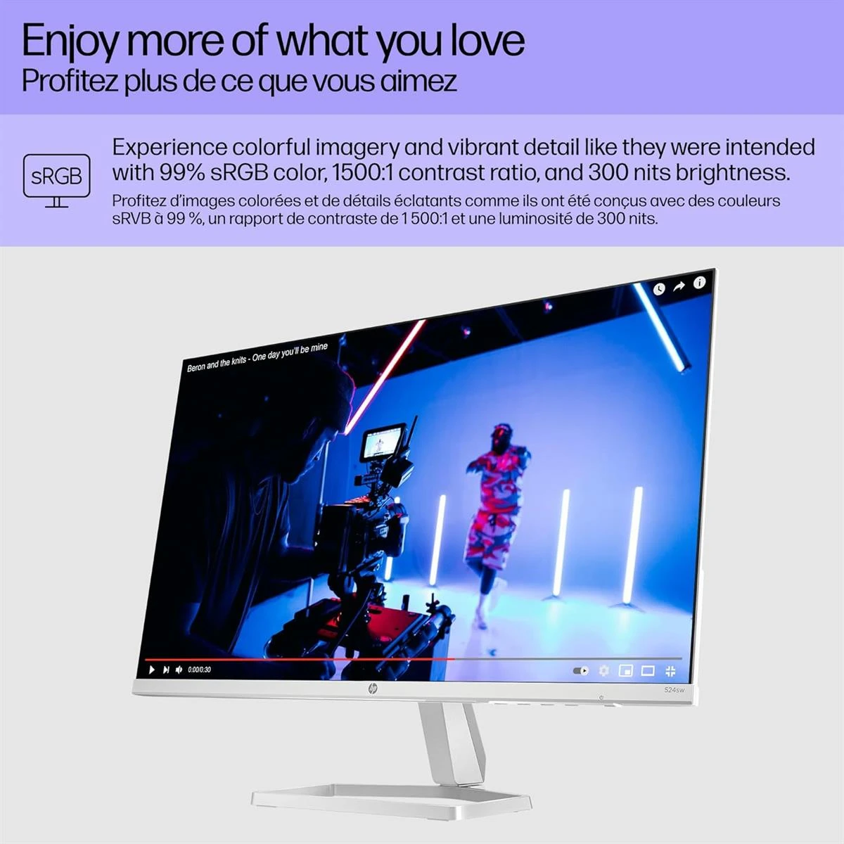 HP Series 5 524sw 24 inch FHD Monitor, 100Hz, Full HD Display (1920 x 1080), IPS Panel, 99% sRGB, 1500:1 Contrast Ratio, 300 nits, Eye Ease with Eyesafe Certification - Image 3