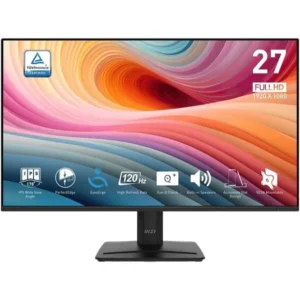 MSI Pro MP275 E2 27-inch IPS 1920 x 1080 (FHD) Gaming Office Monitor, 120Hz, Free-Sync, HDMI, DisplayPort, VGA Port, VESA Mountable, Tilt, Speaker, 4-Side Slim Bezel 1ms, Black