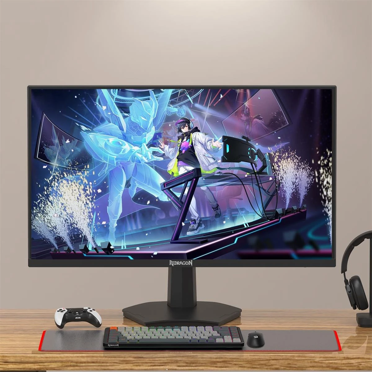 Redragon Mirror GM27X5IPS 27-inch FHD (1920x1080) Gaming Monitor, 180Hz Refresh Rate, 1ms MPRT, IPS Panel with AMD FreeSync, Blur-Free Gaming with Vibrant Colors and Wide Viewing Angles - Black & Red - Image 4