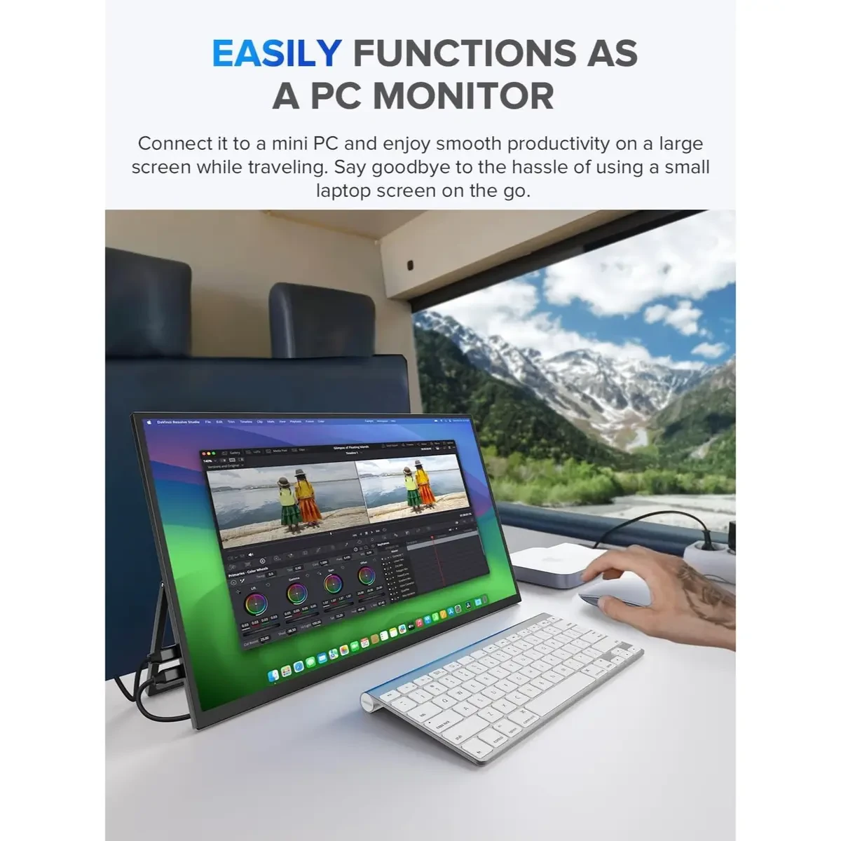 Uperfect UMax 22 Portable Monitor 22" 2K QLED w/VESA & 180° Adjustable Stand, 2560×1440 QHD FreeSync HDR Gaming Display, USB-C HDMI Travel Second Monitor for Laptop, Phone, PC & Gaming Consoles - Image 6