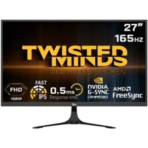 Twisted Minds TM27FHD165IPS 27 Inch Display Fast IPS Gaming Monitor - 1920 x 1080 FHD Resolution, 165Hz Refresh Rate, 16:9 Aspect Ratio, 0.5ms Response Time