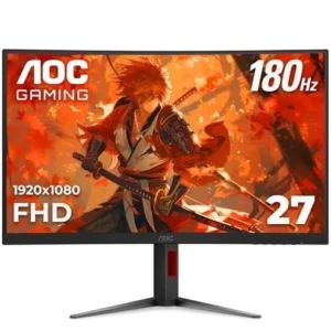 AOC C27G4H 27" Curved Gaming Monitor, FHD 1080p, 180Hz, Fast VA, Adaptive Sync, Height Adjustable, Black, Xbox PS5 Switch Compatible