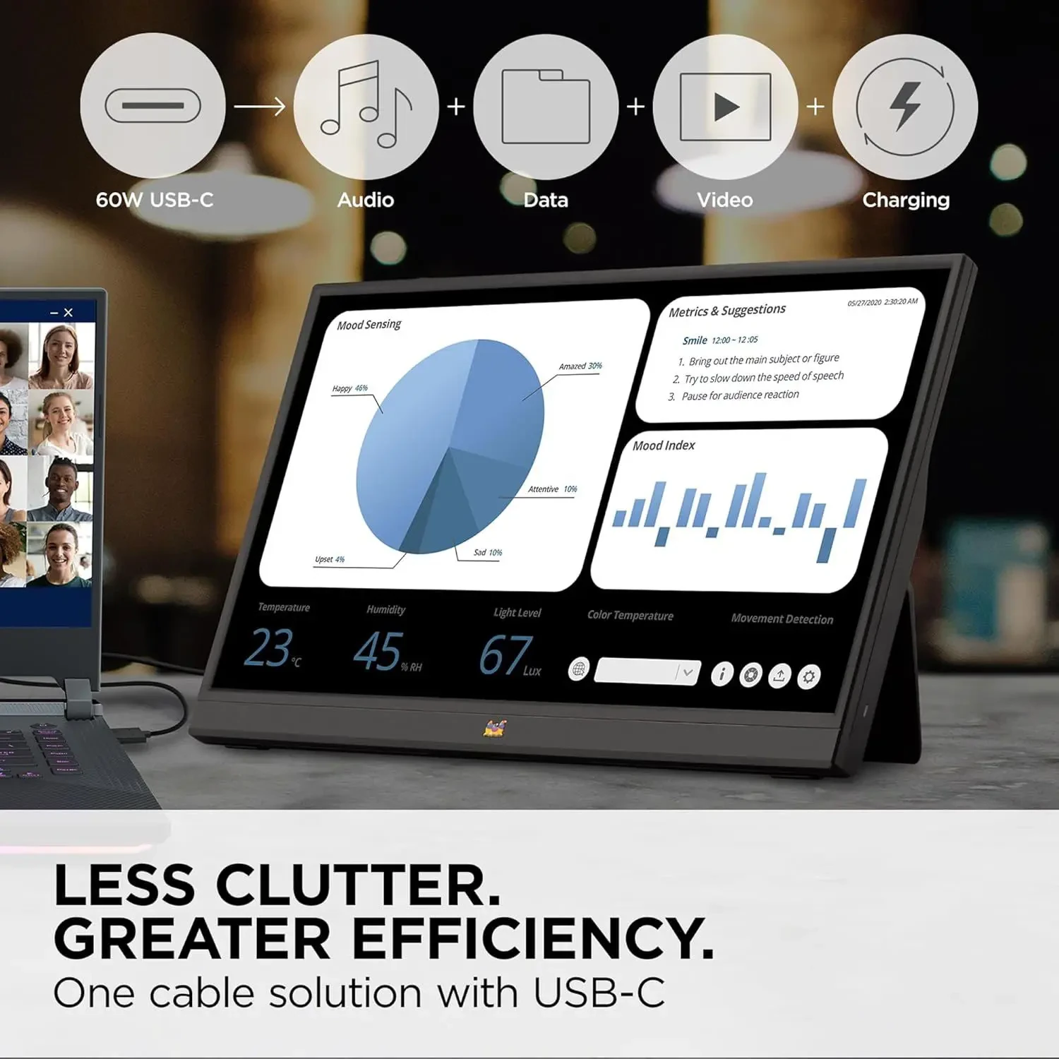 ViewSonic VA1655 15.6 Inch 1080p FHD IPS Portable Monitor with Built-in Stand, 60W USB C, Mini HDMI, Protective Case and Speakers for PC, Mac, Gaming Consoles, Phones - Image 3