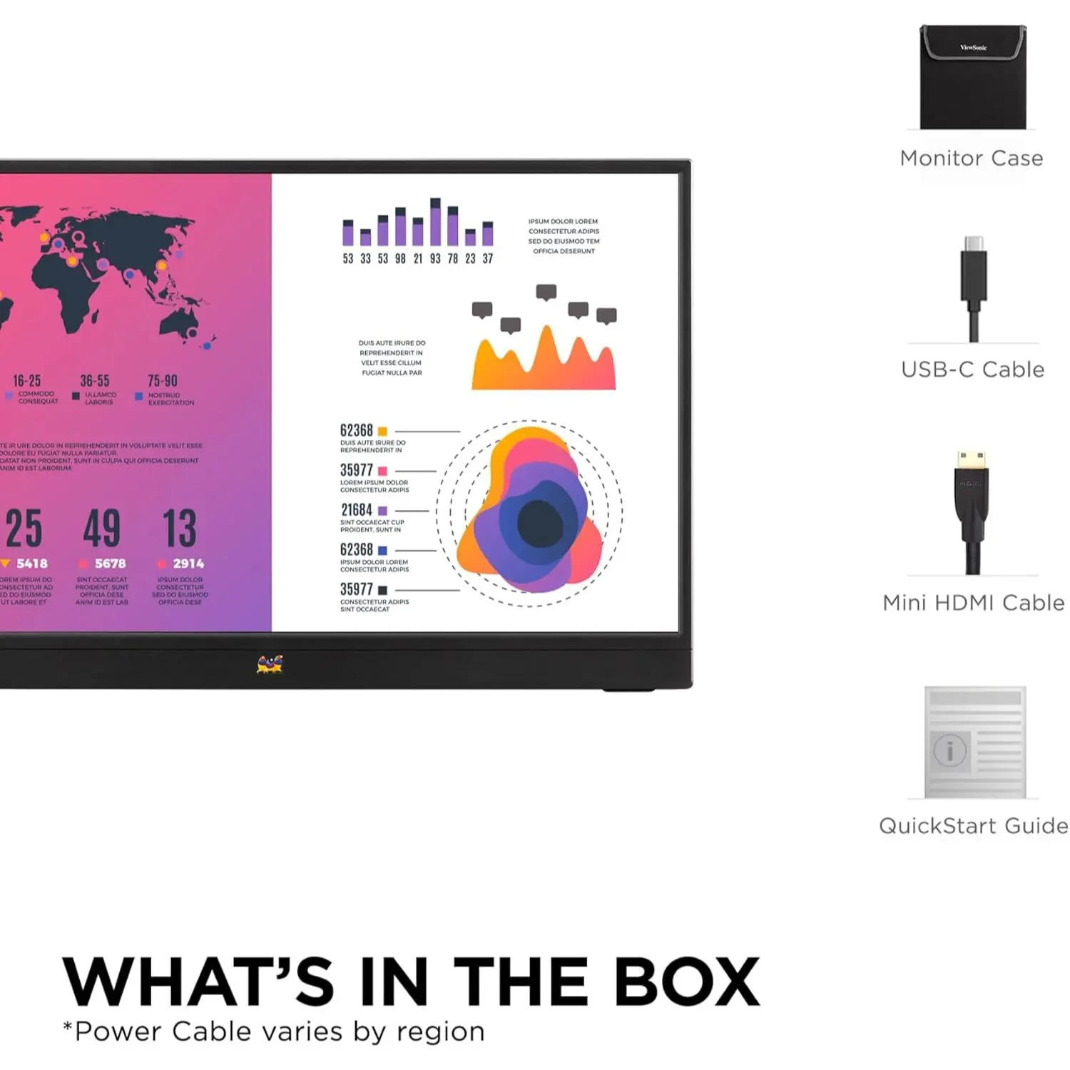 ViewSonic VA1655 15.6 Inch 1080p FHD IPS Portable Monitor with Built-in Stand, 60W USB C, Mini HDMI, Protective Case and Speakers for PC, Mac, Gaming Consoles, Phones - Image 6