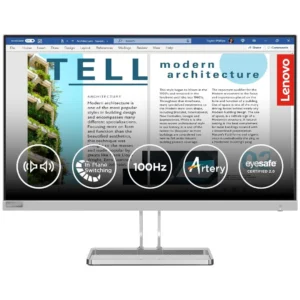 Lenovo L-Series L27i-40 27 inch (68.6cm) FHD IPS Ultraslim Monitor, 100Hz, 99% sRGB, 4ms, AMD FreeSync, 2X HDMI 1.4, VGA, 2x3W Speakers, Tilt Stand: Home & Office Use, Cloud Grey