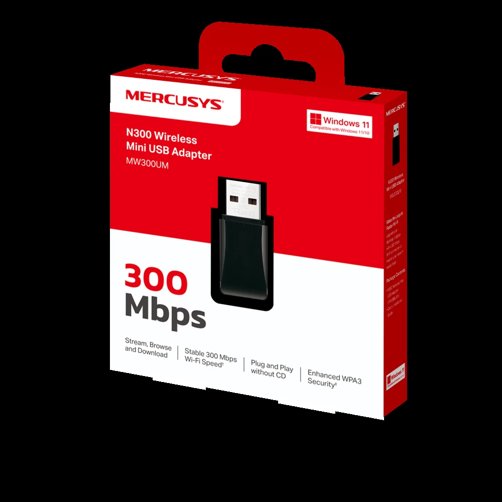 Mercusys MW300UM N300 Wireless Mini USB Adapter - Image 2