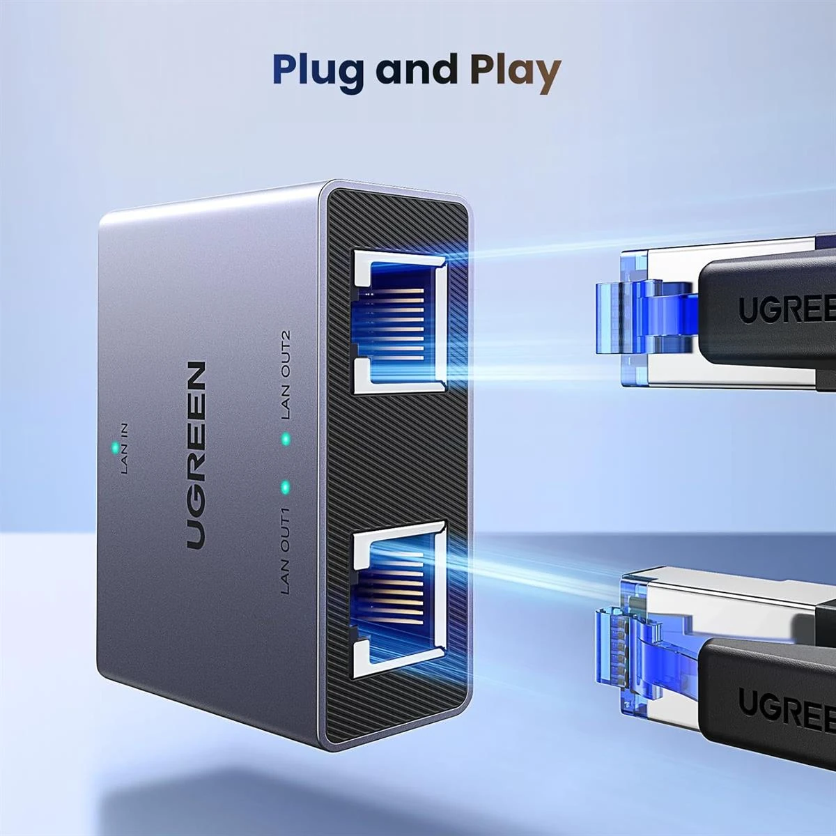Ugreen 1000Mbps Ethernet Splitter 1 to 2, Plug and Play, 2 Devices Simultaneously Networking, 3FT USB Power Cable, RJ45 Internet Ethernet Switch for PC, Laptop, PS5, Xbox, TV - Image 5