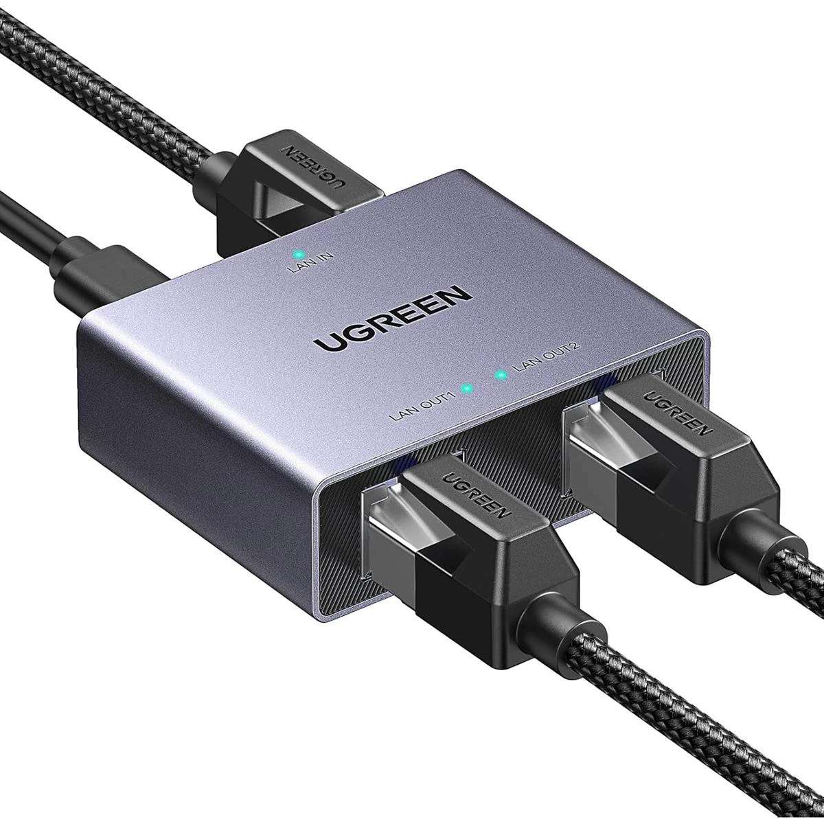 Ugreen 1000Mbps Ethernet Splitter 1 to 2, Plug and Play, 2 Devices Simultaneously Networking, 3FT USB Power Cable, RJ45 Internet Ethernet Switch for PC, Laptop, PS5, Xbox, TV