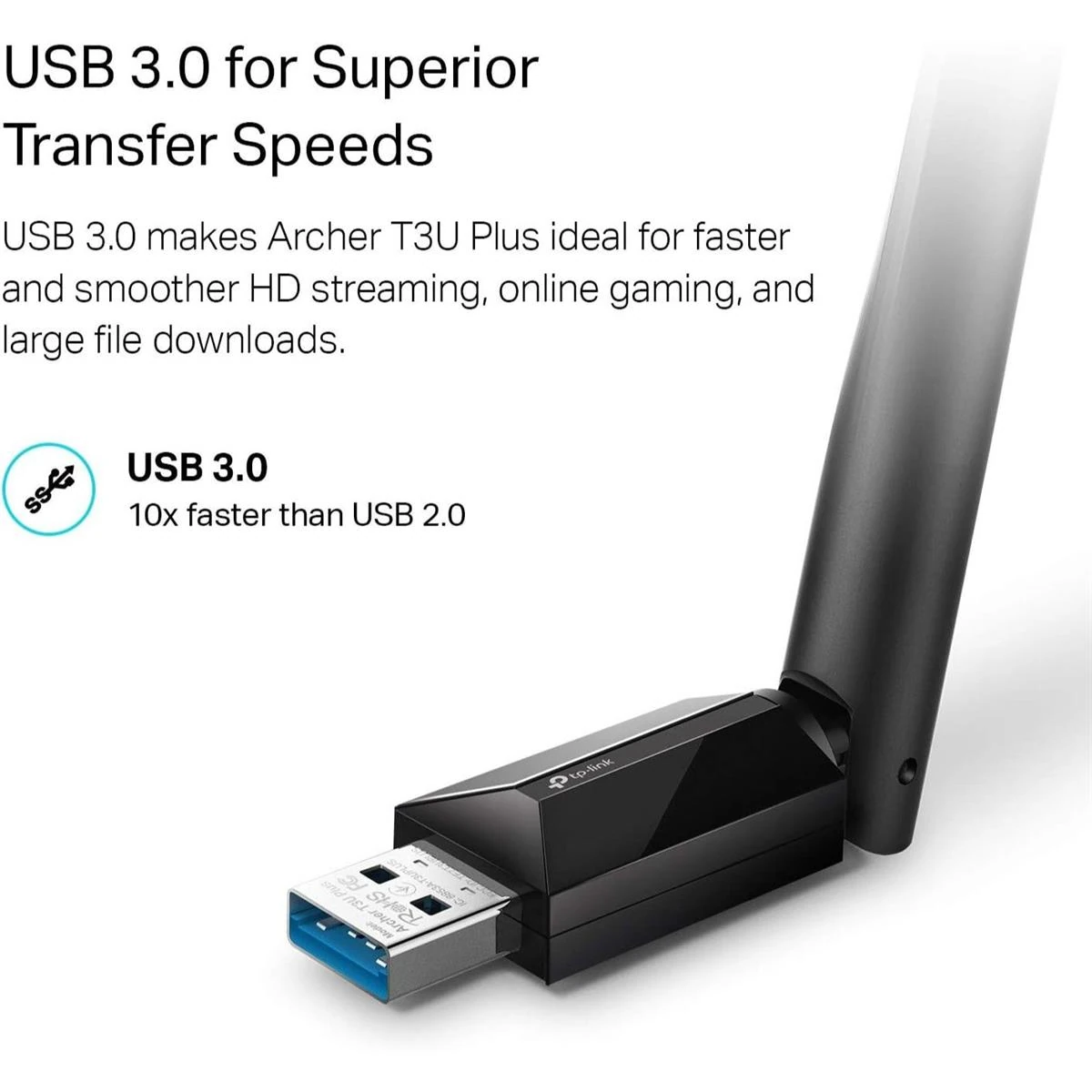TP-Link Archer T3U Plus USB WiFi Adapter for Desktop PC, AC1300 USB 3.0 Wireless Dual Band Network Adapter with High Gain Antenna, MU-MIMO, Windows 11/10/8.1/8/7/XP, Mac OS 10.9-10.15 - Image 2