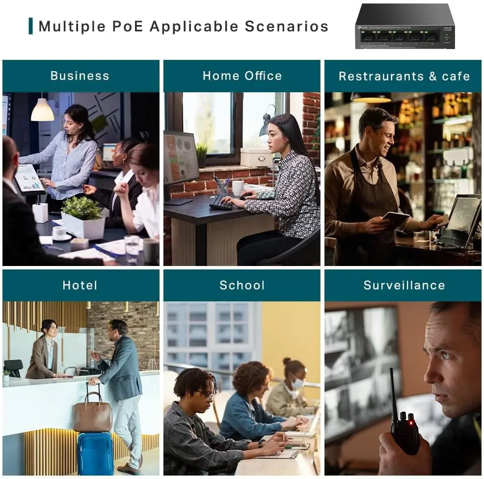TP-Link LS105GP 5 Port Gigabit PoE Switch, 4x Gigabit PoE+ Ports, 802.3af/at 30W, 65W Total Budget, Network Switch, Power Saving, Plug & Play, Metal Case, Ethernet Switch, Ethernet Splitter - Image 5