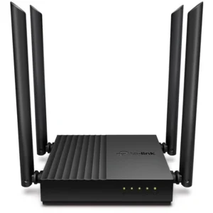 TP-Link Archer C64 AC1200 Dual-Band Gigabit Wi-Fi Router, Wireless Speed up to 1200 Mbps, 4×LAN Ports, 1.2 GHz CPU, Advanced Security with WPA3, MU-MIMO, Beamforming, Black