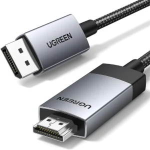 Ugreen DisplayPort to HDMI Cable 4K@60Hz HDR Active DP 1.2 Cord Aluminum Braided Uni-Directional Converter Compatible with Monitor, Projector, Dell, HP (3M)