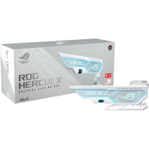 Asus Rog Herculx Graphics Card Holder White Edition (Tool-Free Design, Included Spirit Level, Solid zinc Alloy, 72-128mm, Aura Sync)