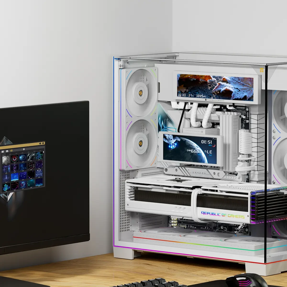 Thermalright Trofeo Vision LCD AIO Display 9.16” PC Monitor, USB Type-C Screen for Real-Time Hardware Monitoring, with Preset Themes for Gaming PC Case/CPU Cooler (White) - Image 7