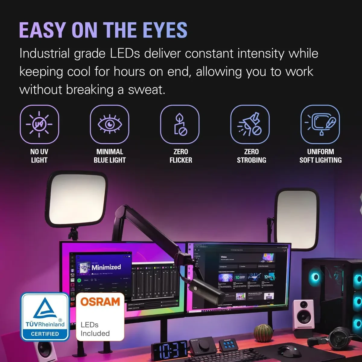 Elgato Key Light - Professional 2800 lumens Studio Light with desk clamp for Streaming, Recording and Video Conferencing, Temperature and Brightness app-adjustable on Mac, PC, iOS, Android - Image 4