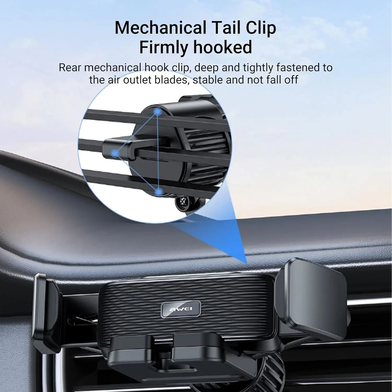 Awei X39 Bike Mount Phone Holder Minimalist and Elegant Appearance Easy to Operate Phone Mount for Car Vent, Hands Free Universal Car Phone Mounts Compatible with iPhone Android Cell Phone Mount - Image 3