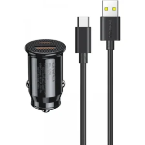 Awei C-706 Car Charger + USB Data Cable 1M - Black