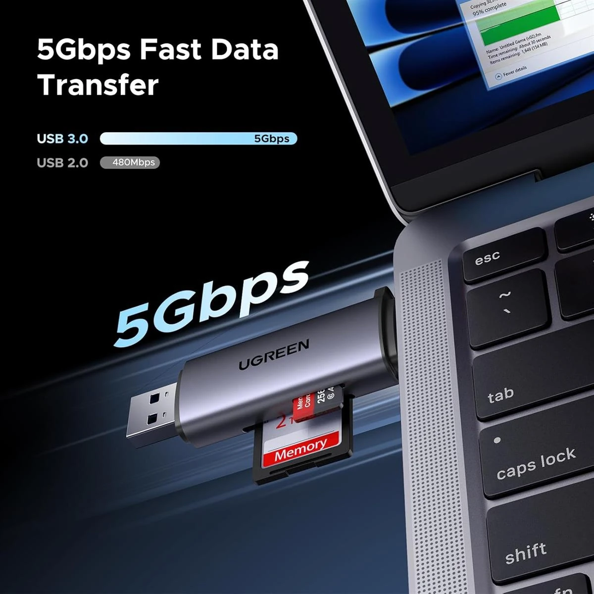 Ugreen 2-in-1 SD Card Reader, USB-C USB 3.0 Micro SD Card Reader Memory Card Reader Adapter for SD SDHC SDXC MicroSD Compatible with iPhone 16 15 Pro/Pro Max Samsung Android Computer PC MacBook iPad - Image 6