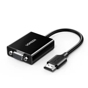 Ugreen HDMI to VGA Converter (No Audio) with Power Port 1080p Video Output HDMI Male to VGA Female Adapter Built-in Micro USB Power Port for Monitors, Projectors, Laptops, Etc