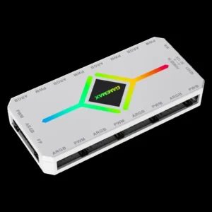 GameMax V4.0 ARGB Hub PWM WH Case Fan Hub - 9-Port PWM Fan Distributor With RF Remote & SATA Power, White