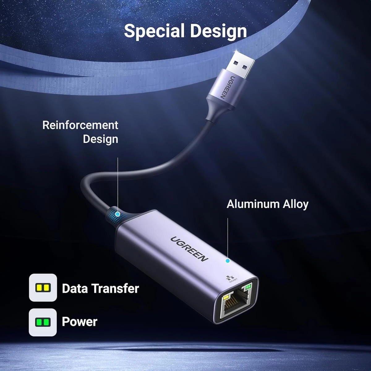 Ugreen USB 3.0 to Ethernet Adapter Gigabit Network Adapter Compatible with Nintendo Switch, Windows, MacOS, Linux, and More - Image 3