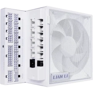 Lian Li Edge 1200W Fully Modular Low-Noise ATX Power Supply - ATX 3.1 & PCIE 5.1 Compliant, Cybenetics Gold Efficiency, 12V-2x6 Cable, L-Shape Design, with USB/Fan Hub - White