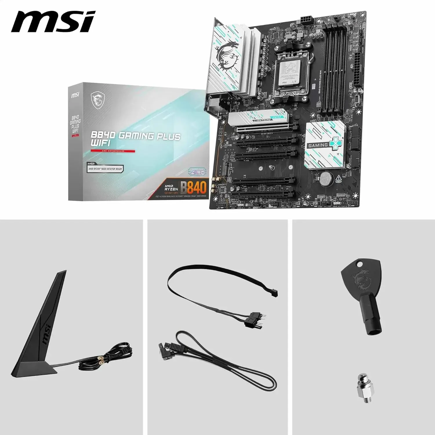 MSI B840 Gaming Plus WiFi Motherboard, ATX - Supports AMD Ryzen 9000/8000/7000 Processors, AM5 - DDR5 Memory Boost 8000+ MT/s (OC), PCIe 4.0 x16, M.2 Gen4, Wi-Fi 7, 2.5G LAN - Image 7