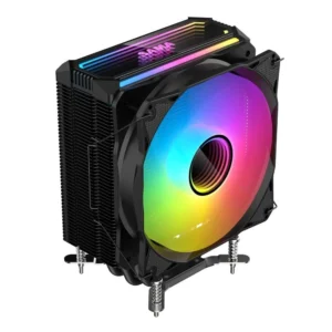 Sama 4PI CPU Air Cooler 4 Heat Copper Pipe 120mm Cooling Fan Addressable RGB Aluminum PC CPU Heatsink for Intel 775/115X/1700/1200/1366 AMD FM2+/FM2/FM1/AM4/AM3/M2+/AM2/AM5 - Black