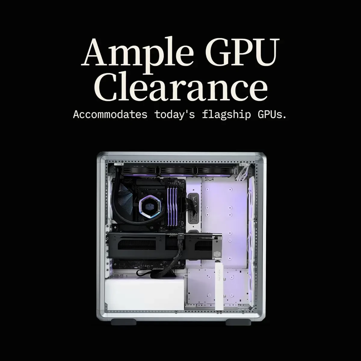 Cooler Master MasterFrame 600 Freeform 2.0 Modular Platform ATX Mid-Tower Case, Aluminum Frame, Magnetic Side Panels, Customizable Internal, 410mm GPU Max, 420mm AIO Max, Type C, Tempered Glass, Silver - Image 3