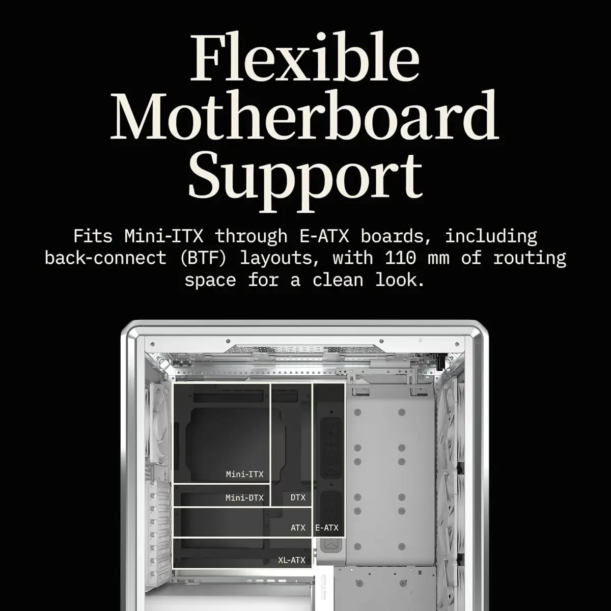 Cooler Master MasterFrame 600 Freeform 2.0 Modular Platform ATX Mid-Tower Case, Aluminum Frame, Magnetic Side Panels, Customizable Internal, 410mm GPU Max, 420mm AIO Max, Type C, Tempered Glass, Silver - Image 6